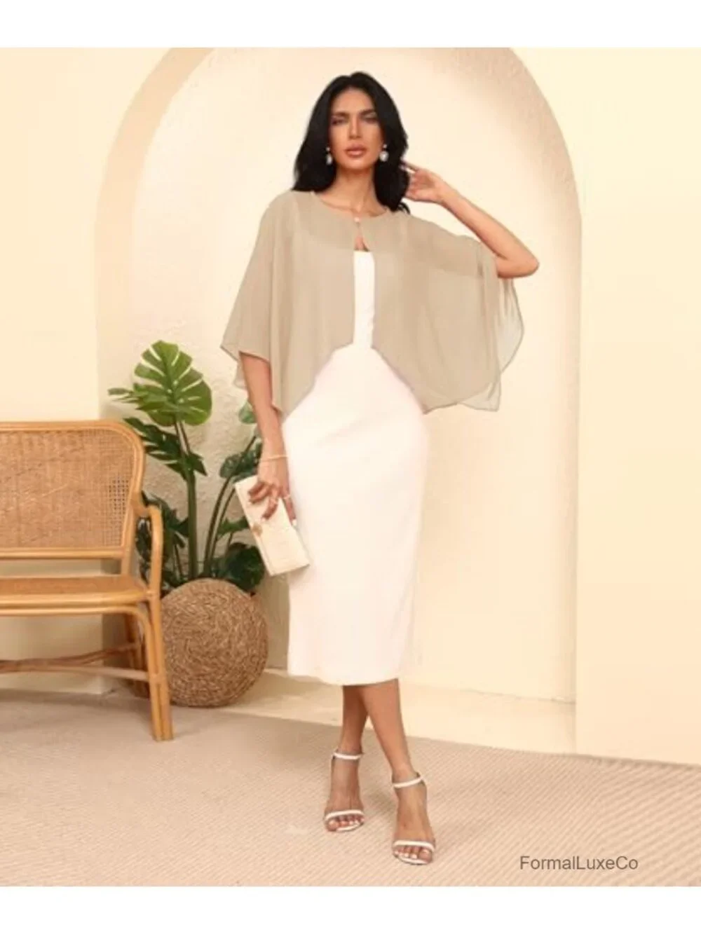 Chiffon Capelet Shawl Wrap for Women, Wedding Cape Cover Up, Bridal Shrug,